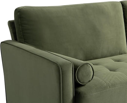 Studio Living® Lexington 75.6" Sofa, Mid-Century Modern, Pocket Coil Comfort, Easy Assembly, Velvet Fabric, Olive Green