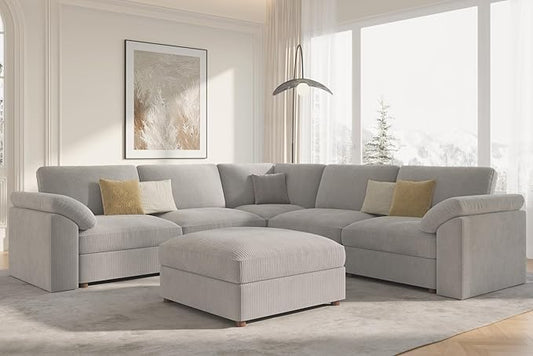 EASE MOOSE Oversized Sectional Modular Sofa,L Shape Sectional Couch with Ottoman,Deep Seat Cloud Couch for Living Room，Removable Cover