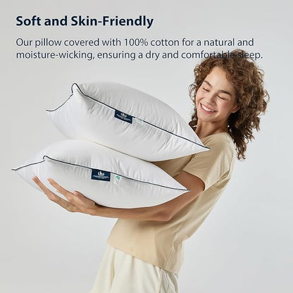 Pacific Coast Bed Pillow, Hotel Collection Goose Feather and Down Pillow for Sleeping, 3-Chamber Design, Medium Supportive, Standard Size