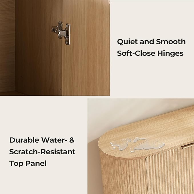 CHITA 70" Sideboard Buffet Cabinet with Storage, Living Room Accent Cabinet with Doors and Adjustable Shelves, for Bar, Kitchen, Oak