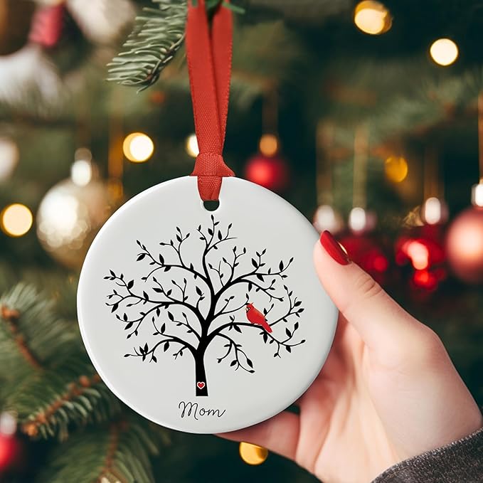 in Loving Memory Ornament - Cardinal Memorial Christmas Ornament - Remembrance Tree of Life Ornament - Sympathy Gifts for Loss of Mom - in Memory of Mom