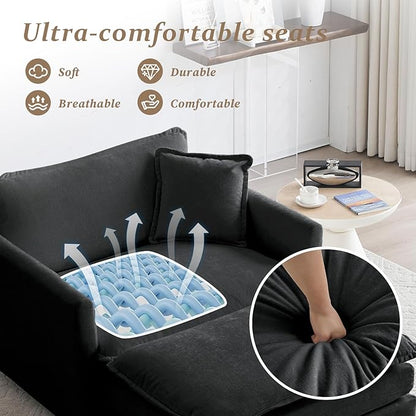 SoarFlash Chenille Sectional Sofa, Comfy Modular Single Sofa with Ottoman, Modern Recliner Deep Seat Sofa Set for Living Room,Grey