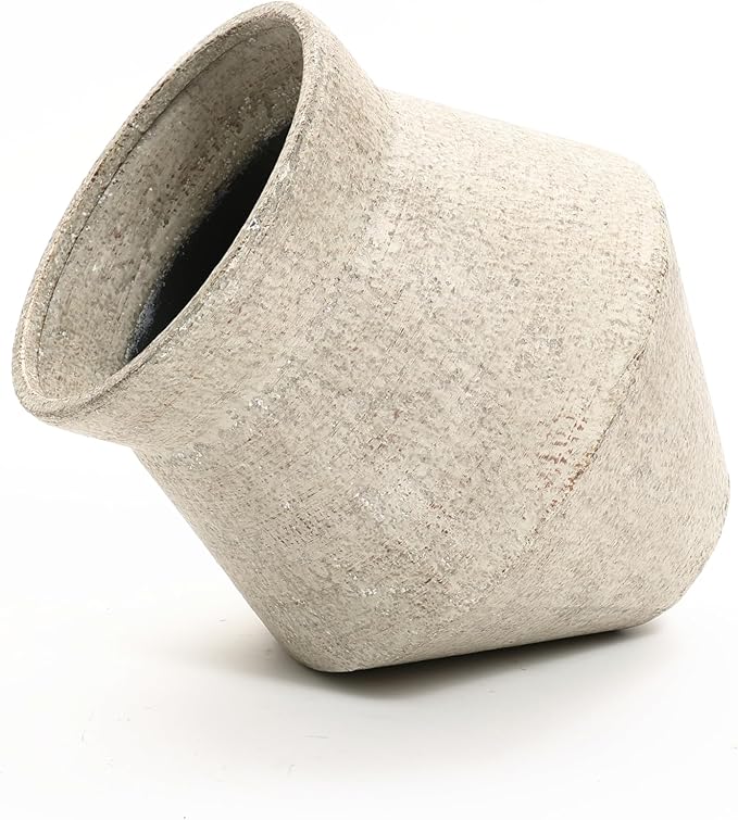 LuxenHome Planters for Indoor Plants, Set of 2 Indoor Plant Pots, Novelty Decorative Planters with Black Metal Stands, Distressed Cachepot Cauldron Large Floor Flower Pot for Living Room, 11 & 16 Inch