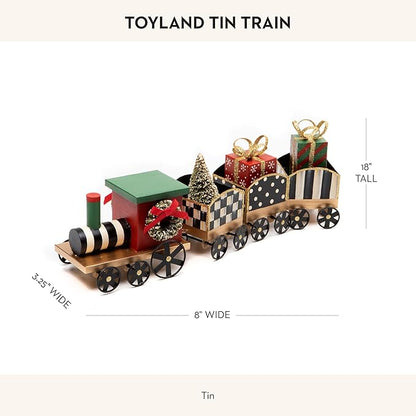 MACKENZIE-CHILDS Toyland Tin Train, Christmas Tabletop Decor, Holiday Train Decor
