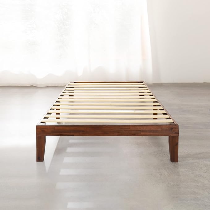 Mellow Naturalista Classic 12-Inch Solid Wood Platform Bed | Wooden Slats, No Box Spring Needed, Easy Assembly | Twin, Espresso