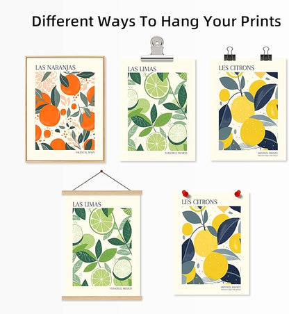 Fruit Market Wall Art Decor Kitchen Lemon Pictures Wall Art Fruit Botanical Prints Poster Orange Green Canvas Kitchen Artwork for Dining Room 12x16 Inch Unframed Set of 3