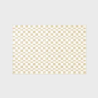 EVERGRACE Checkered Plaid Area Rug 6x9, Soft Faux Wool Rugs Washable Anti Slip Rugs Large Rug Carpet for Entryway Bedroom Living Room Hallway Kitchen Dining Room and Laundry Room, Beige