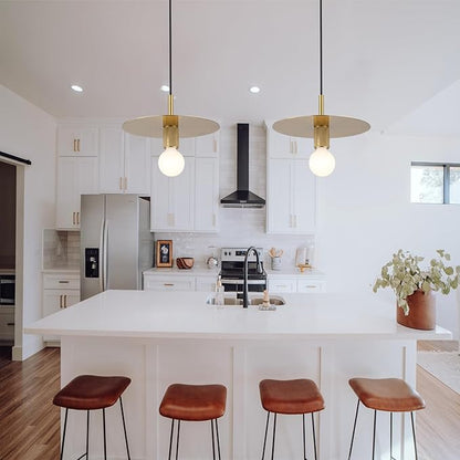 Modern Pendant Lighting Set of 2 Gold Farmhouse Pendant Light 11.81" Brushed Brass Dome Industrial Mid Century Knurled Texture Hanging Lamp Ceiling Light Fixture Kitchen Island Dinning Room