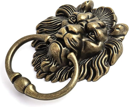 QWORK Antique Lion Head Bronze Door Knocker - Classic Vintage Design