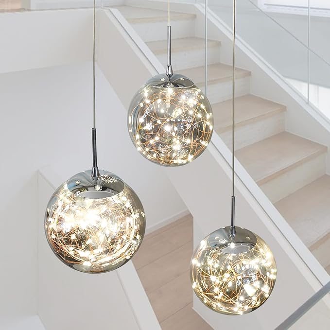 Pendant Lights Modern Crystal Chandeliers Hanging Light Fixture for Kitchen Island Sphere Pendant Light,Adjustable Chandelier for Dining Room,Foyer,Living Room Entryway