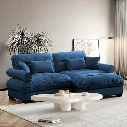 SoarFlash L Shaped Couches for Living Room, Small Sectional Sofa Set with Reversible Chaise, Modern Designed Sleeper Sofas and Modular Couch Function, Suitable for Small Spaces in Apartment, Blue