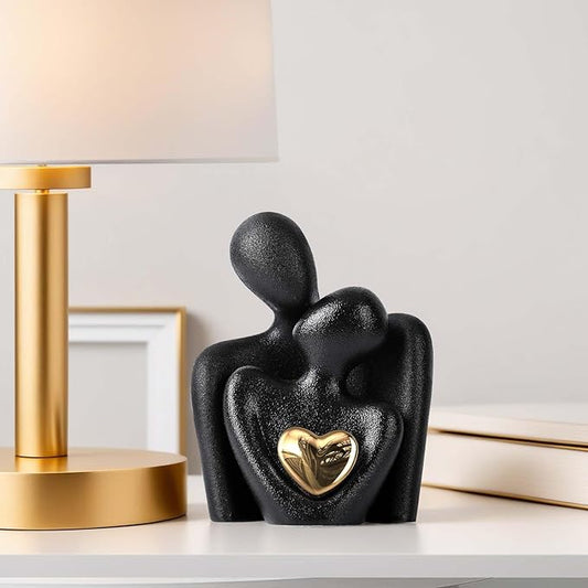Mini Couple Statue Tv Stand Decor Items for Living Room Home Decor,Bedroom Decor for Couples Sculpture for Anniversary Wedding,Love Gifts for Couples 2025,Knick Knacks for Shelve (Black, 3.15in)