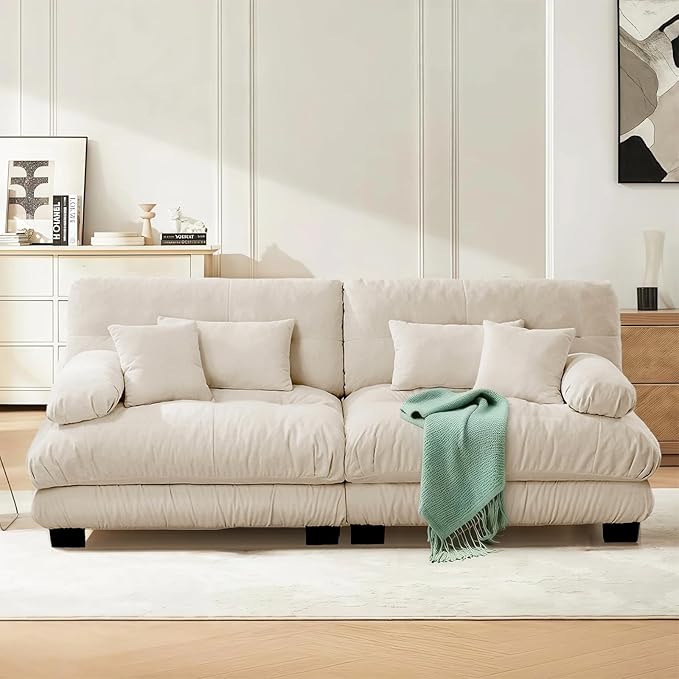 SoarFlash Modern Living Room Velvet Recliner Sofa, Loveseat Sofa for Apartment, Solid Wood Frame, Easy to Install (94.4 inch,Camel)