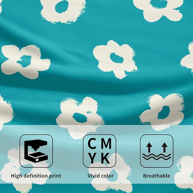 Modern Style Kitchen Towels Set of 2 Aqua Floral Quick Dry Microfiber Dish Towels