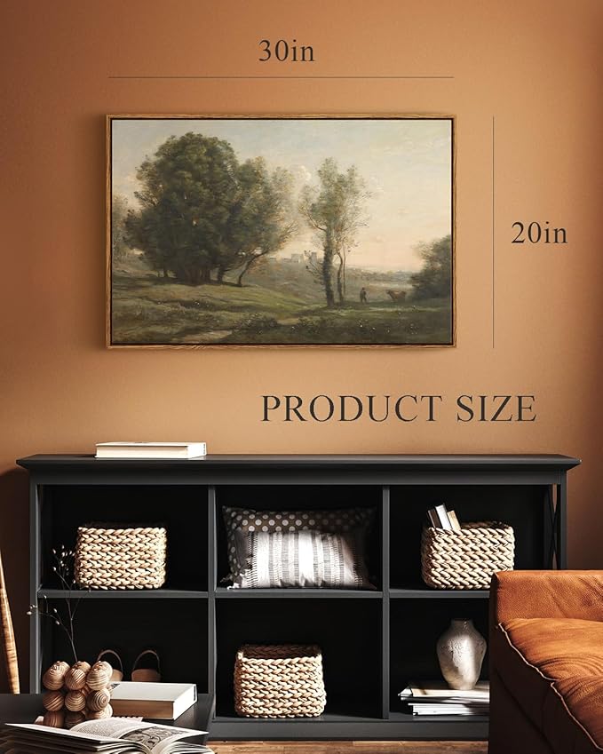 ARPEOTCY Large Framed Canvas Wall Art, Rustic Landscape Picture Decor, 20x30Inch, Bedroom Living Room Hallway Nature Scenery Decor, Vintage French Country Art