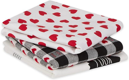 DII Valentine Dish Towels Set of 3 Dog Love Decorative Kitchen Towels 18x28