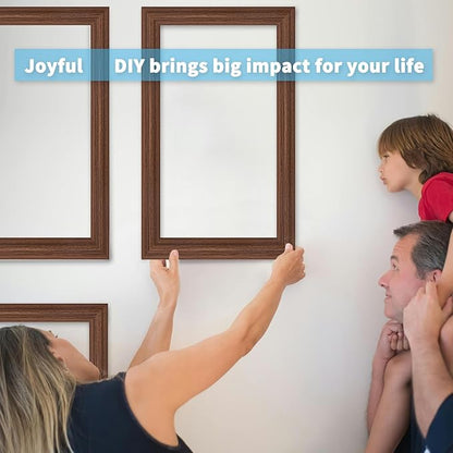 Art3d Pre-Cut Wall Molding Set of 6 pcs, Ready-to-Assemble Wainscoting Panels for Interior Wall Décor Living Room Bedroom Accent Wall - Installed with Glue, 3 Top 3 Bottom, Walnut