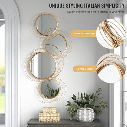 Large Decorative Wall Mirror,Modern Gold Wall Art Mirrors for Living Room Decor,Star Ring Metal Wall Decor Mirror for Entryway Bedroom Dining Room 43.3 X 20.5 inch