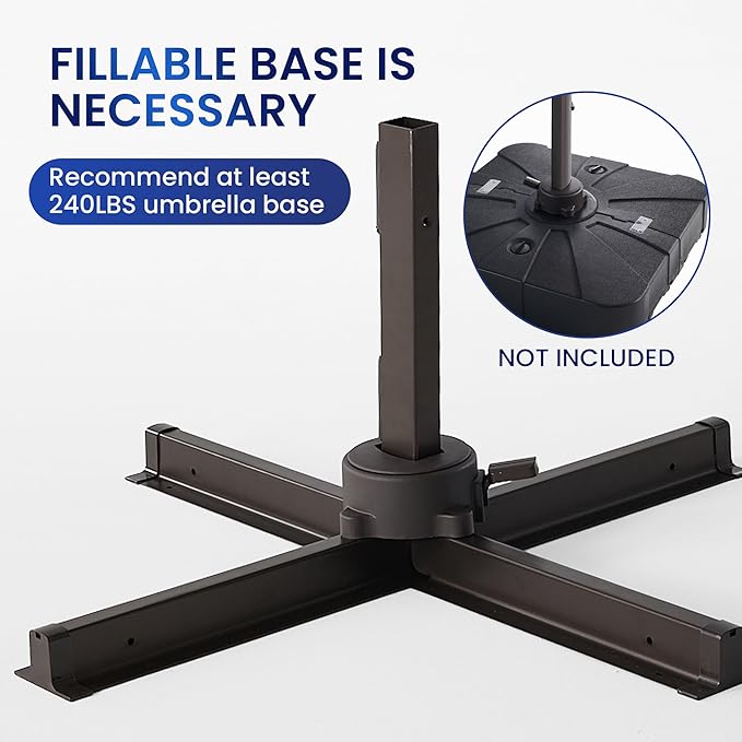 9' X 12' Cantilever Patio Umbrella Outdoor Heavy Duty Double Top Windproof Rectangle Offset Umbrellas with 360-degree Rotation for Pool Deck Backyard, Navy