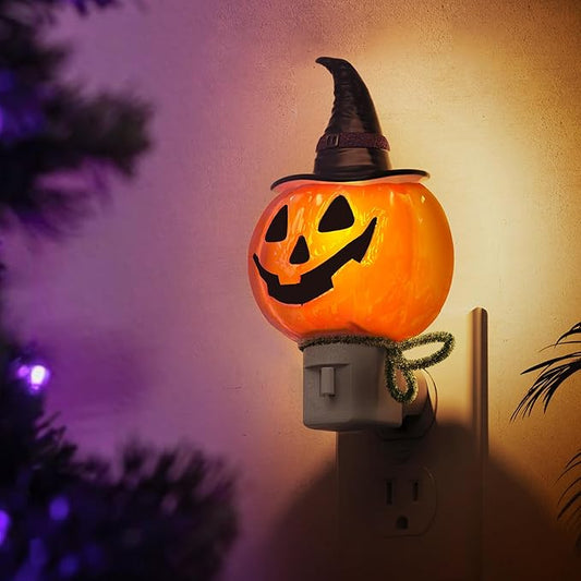 L LOHAS LED Pumpkin Night Light, Halloween Lights Indoor, Plug in Nightlight with UL,C7 Bulbs Changeable,Halloween Party Decorations for Adults,Kids,Gift
