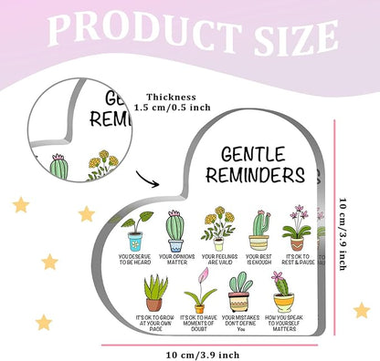 Gentle Reminders Decor, Positive Affirmations Desktop Art Decorations for Home Therapy Office School Counselling Office Mental Health Awareness Gifts