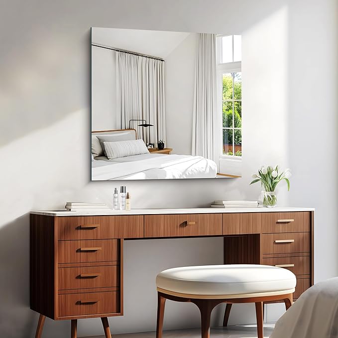 KOCUUY Frameless Mirror, 30"x30" Square Rectangle Bathroom Wall Mirror for Over Sink, Upgraded Shatterproof Unframed Design for Bedroom, Living Room, Entryway
