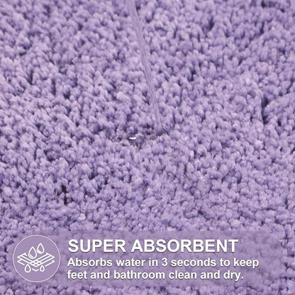 ORTIGIA Cute Purple Scalloped Bath Mat, Fun Plush Microfiber Scallop Bathroom Rugs Non Slip Washable Quick Dry Absorbent, Bath Rug for Shower Stall Vanities Kitchen Floor Entrance, 20x32