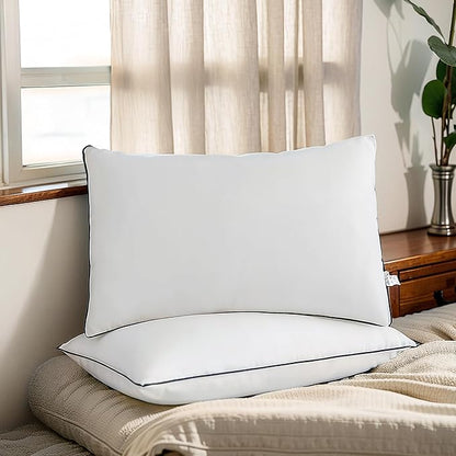 Acanva Bed Pillows Standard Size Set of 2, Fluffy 3D Down Like Filled, Machine Washable, Soft and Supportive for Side, Back or Stomach Sleepers, White 2 Count