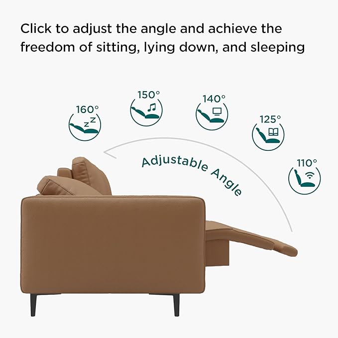 Acanva Dual Power Reclining Sectional Sofa with Movable Ottoman, Modern Vegan Leather Modular Recliner Couch for Living Room, 4 Piece Set