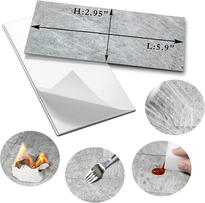 AULIGET 3" x 6" Subway Tile Peel and Stick Backsplash, Thick PVC Stick on Wall Tiles (100, Mountain Rock)