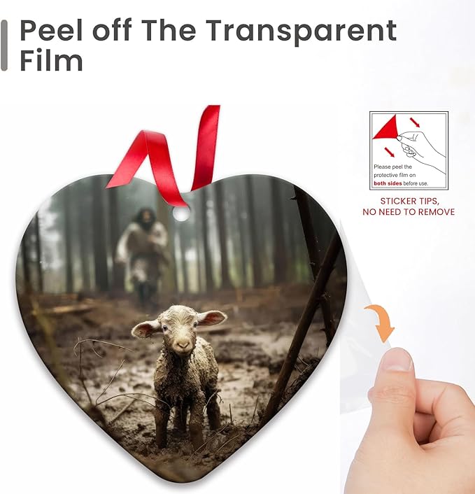 2025 Christian Christmas Ornament - Jesus and Lamb Design, Baptism Gift for Boys & Girls, Religious Holiday Tree Decoration, Birthday Gift for Women, Durable Hanging Ornament for Festive Spirit C-317