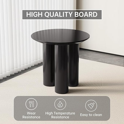 31.49" Black Round Dining Table with Three Stable Legs, Single Side Table for Living Room,Space Saving Coffee Table for 1-4 People，Kitchen Table,