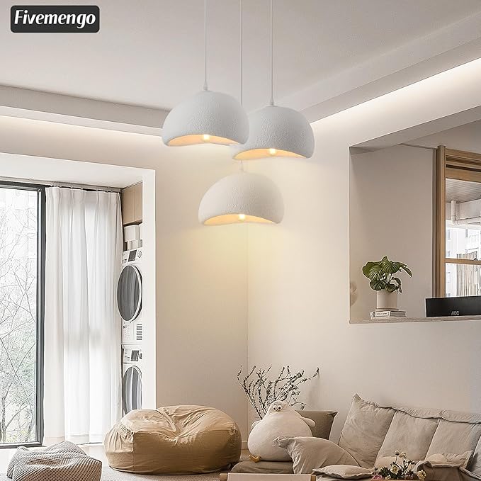 11.8in Small Wabi Sabi Pendant Lights Hanging Lamp Lighting Fixture Ceiling Mount White Modern Japanese Lamp Japandi Chandelier for Dining Living Room Hallway Bedroom Restaurant
