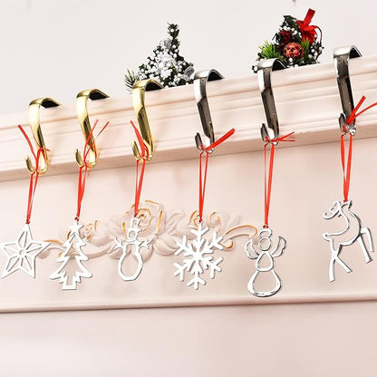 3 Inch Silver Christmas Ornaments - Snowflake, Snowman, Reindeer Hanging Ornaments for Xmas Tree Decoration (Set of 6)