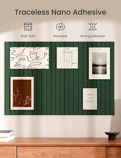 Bumusty Large Felt Bulletin Board 48" x 36" Cork Board Alternative - 6 Pack with 40 Safe Removable Adhesive Tabs, Cork Boards for Walls Cork Board for Home Office Classroom Pin Board (Aurora Green)