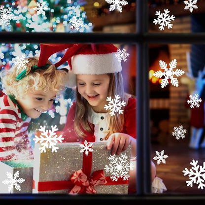 LUDILO 135Pcs Christmas Window Clings Snowflakes Window Decals Static Window Stickers for Christmas Decorations Windows Décor Ornaments Xmas Party Supplies Thanksgiving Party Décor