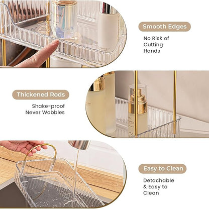 Aveniee Bathroom Counter Organizer, 3 Tier Perfume Skin Care Countertop Storage Shelf, Vanity Makeup Tray for Cosmetic Skincare Lotion,Clear