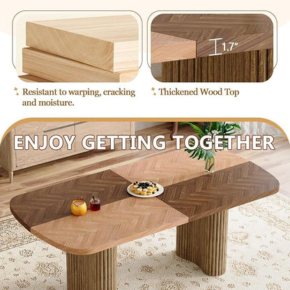 Dining Table Set for 8 - Large 78.7" Rectangular Kitchen Table Set for 8 with Cushioned Chairs,Modern Mid-Century Wood Dining Room Table Sets for 8 Ideal for Kitchen & Gatherings