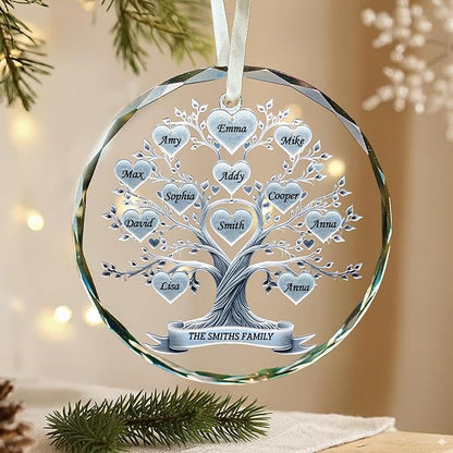 Shaant Personalized Christmas Glass Ornaments 2025, Family Tree Christmas Tree Decoration, Gifts for Family & Friends, Housewarming Gift Ideas