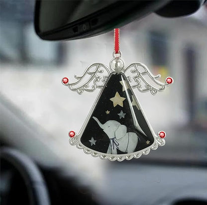 XUTAI Angel Christmas Tree Ornaments Elephant Christmas Ornament Glass Christmas Hanging Angel Glass Pendant for Holiday Decoration Elephant Under The Star