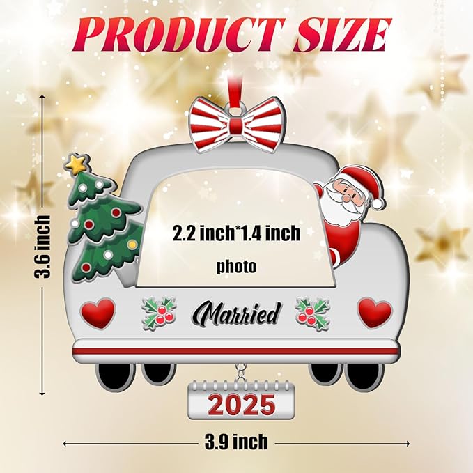 Wedding Gifts for Couples 2025 Wedding Car Picture Frame Christmas Ornament,Just MarriedGifts for Couples,Bridal Shower Gift for Bride- Comes in a Gift Box