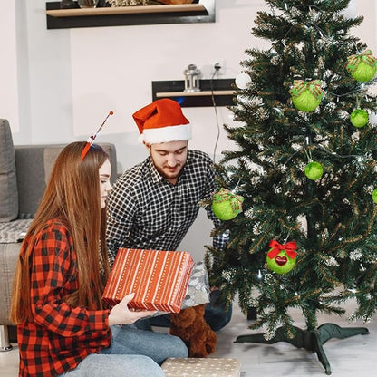 28 Pcs Lime Green Furry Christmas Ball Ornaments for Christmas Tree Hanging Decorations, Soft Pom Pom Ball Ornaments for Home Birthday Party Supplies Fireplace Mantel Wall Decor