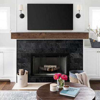 AULIGET 4 Piece Black Slate Peel and Stick Backsplash Wall Tiles, 3" x 6" PVC Faux Stone Stick on Tiles for Backsplash Kitchen, Bathroom, Laundry Room, Camper, Fireplace