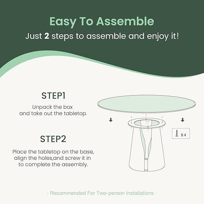 POVISON 60" Glass Round Dining Table for 6, Modern Dining Table 59" Dining Room Table, Round Glass Tabletop with Solid Bronze Carbon Steel Base for Kitchen (Table Only)