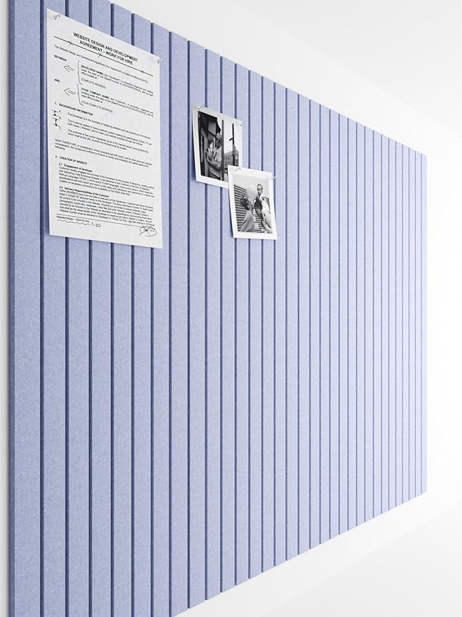 Bumusty Large Cork Board Alternative-47 x35 Felt Bulletin Board Tiles, with 30 Pushpins, 70 Adhesive Tabs, 12-Pack Slat Wall Paneling, Cork Boards for Office Push Pin Board Felt Board-Soft Periwinkle