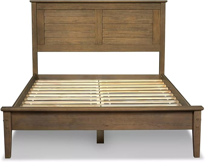 Grain Wood Furniture Greenport Solid Wood Platform Bed, Queen Size, Brushed Hickory