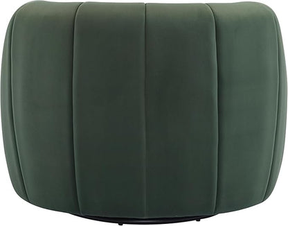 Christopher Knight Home Monroe Velvet Swivel Club Chair,Armchair with 360-Degree Rotation,Upholstered Barrel Swivel Sofa Chair for Living Room/Bedroom,Tufted Back,Thick Cushion, Iron Base, Olive Green