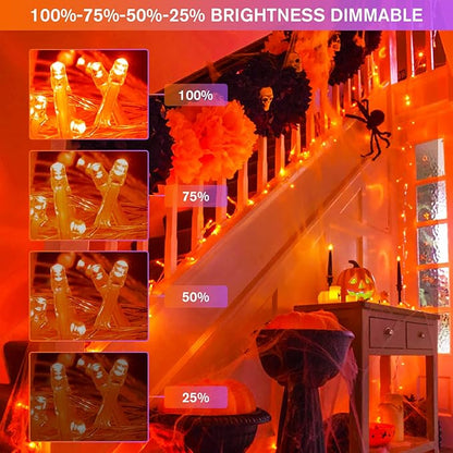 JMEXSUSS 100 LED Orange & Purple Halloween Lights - Plug in, Connectable Color Changing String Lights, 33ft Indoor/Outdoor for Halloween Party Decor & Christmas