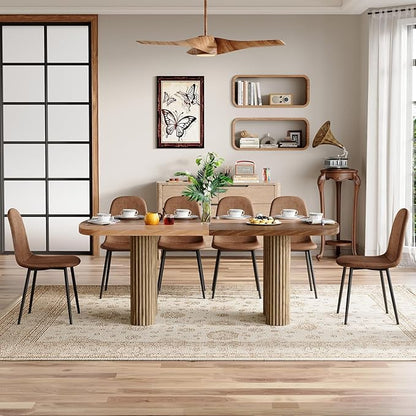 Dining Table Set for 8 - Large 79" Rectangular Kitchen Table Set for 8 with Cushioned Chairs,Modern Mid-Century Wood Dining Room Tables Sets for 8 Ideal for Kitchen & Gatherings