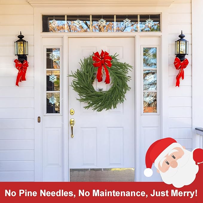 2PCS 6FT Christmas Garlands, Realistic Norfolk Pine Garlands Artificial Greenery Garland Faux Pine Needle for Stairs Railing Fireplace Table Decor